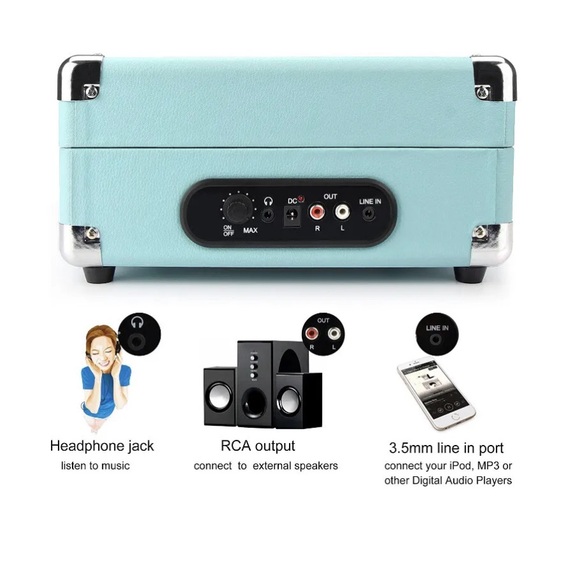 Vintage Blue Turntable/ Vinyl Record Player. - Picture 6 of 9